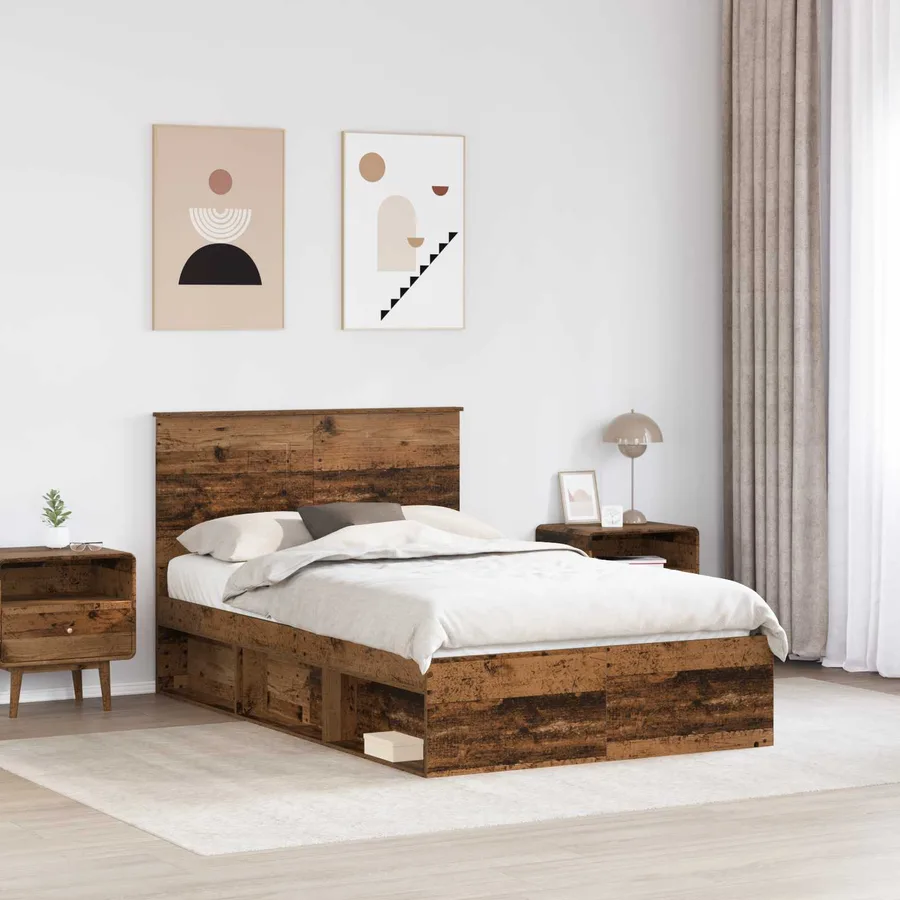 Cadre de lit Bois ancien 120 x 190 cm Bois de pin massif - 3
