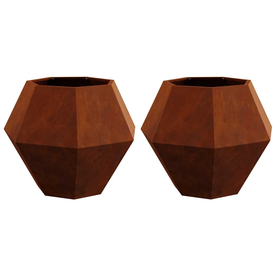 Jardinière 2 pc Rouillé 75 x 75 x 60 cm Acier patiné - 2