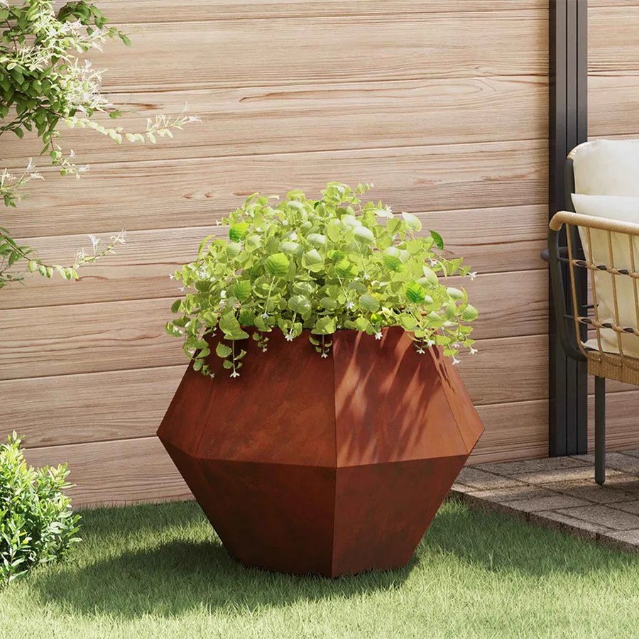 Jardinière 2 pc Rouillé 75 x 75 x 60 cm Acier patiné - 4