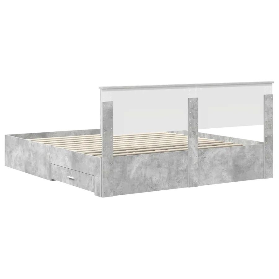 Cadre de lit Gris béton 200 x 200 cm Bois d'ingénierie - 10
