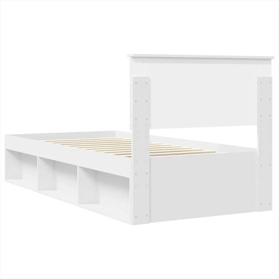 Cadre de lit Blanc 90 x 190 cm Bois d'ingénierie - 9