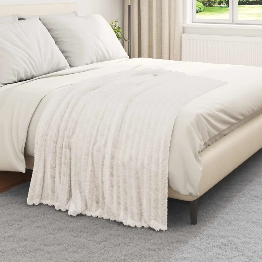 Couvertures à jeter 6 pcs Crème 150 x 130 cm Toison - 3