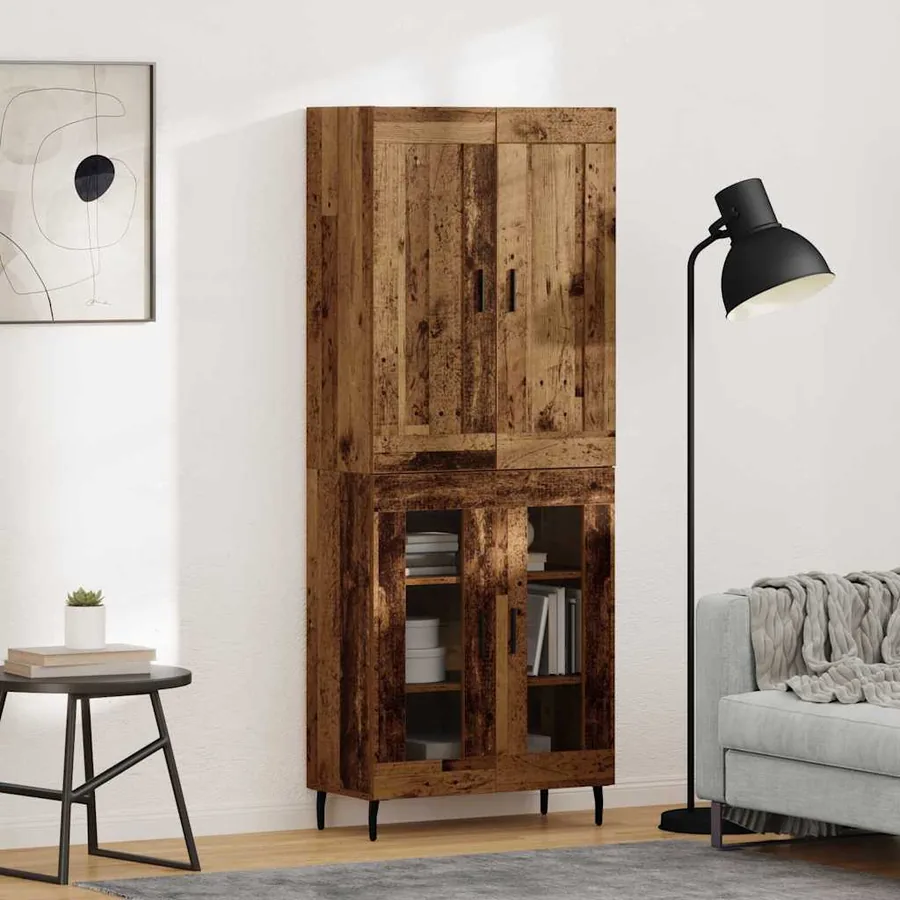 Haut Armoire 2 pcs Bois ancien Bois d'ingénierie