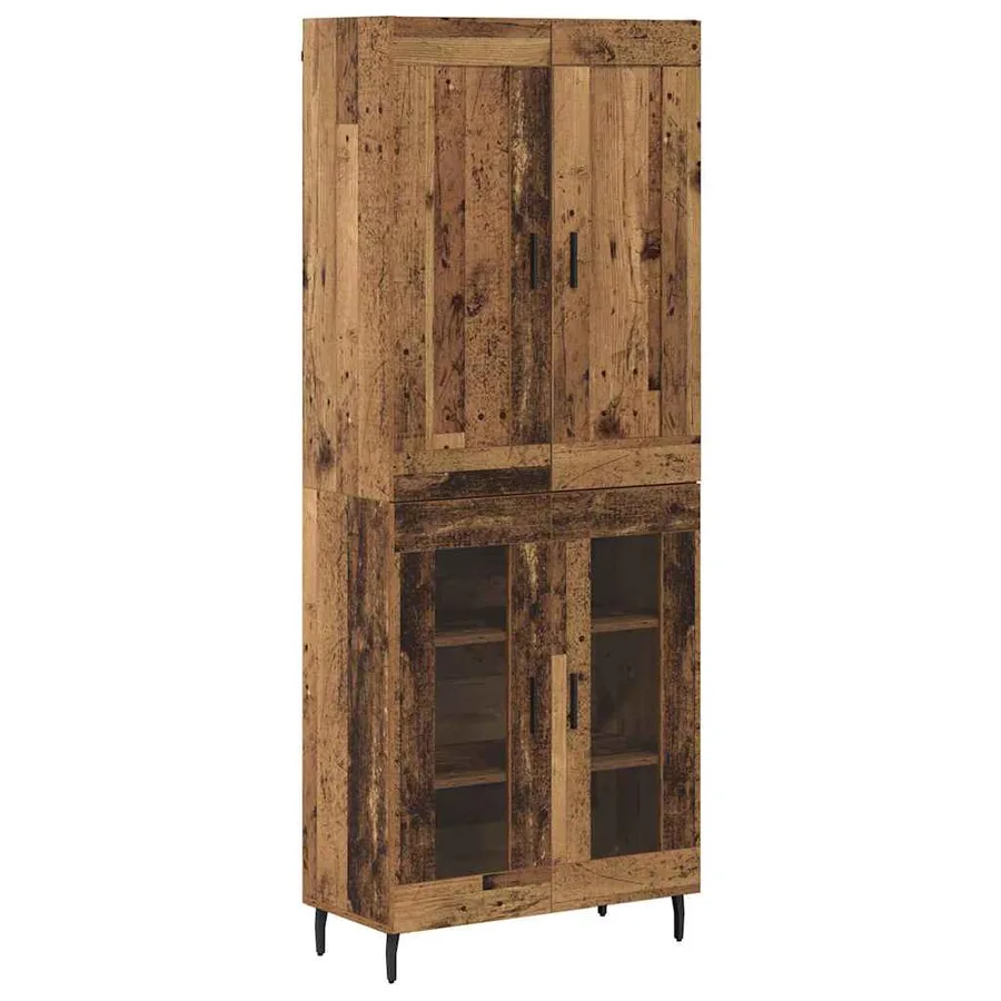 Haut Armoire 2 pcs Bois ancien Bois d'ingénierie - 2