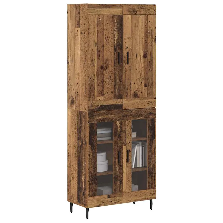 Haut Armoire 2 pcs Bois ancien Bois d'ingénierie - 3