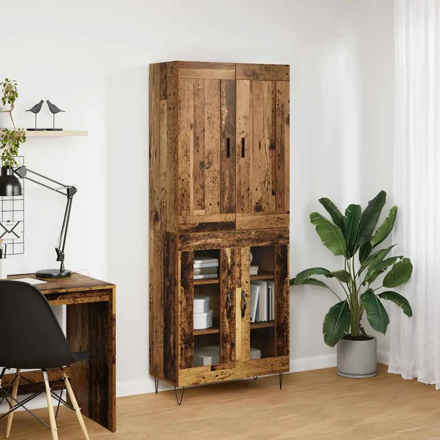 Haut Armoire 2 pcs Bois ancien Bois d'ingénierie - 4