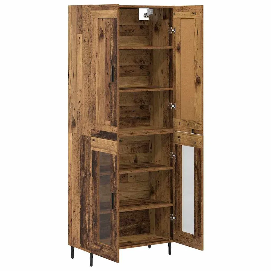 Haut Armoire 2 pcs Bois ancien Bois d'ingénierie - 7