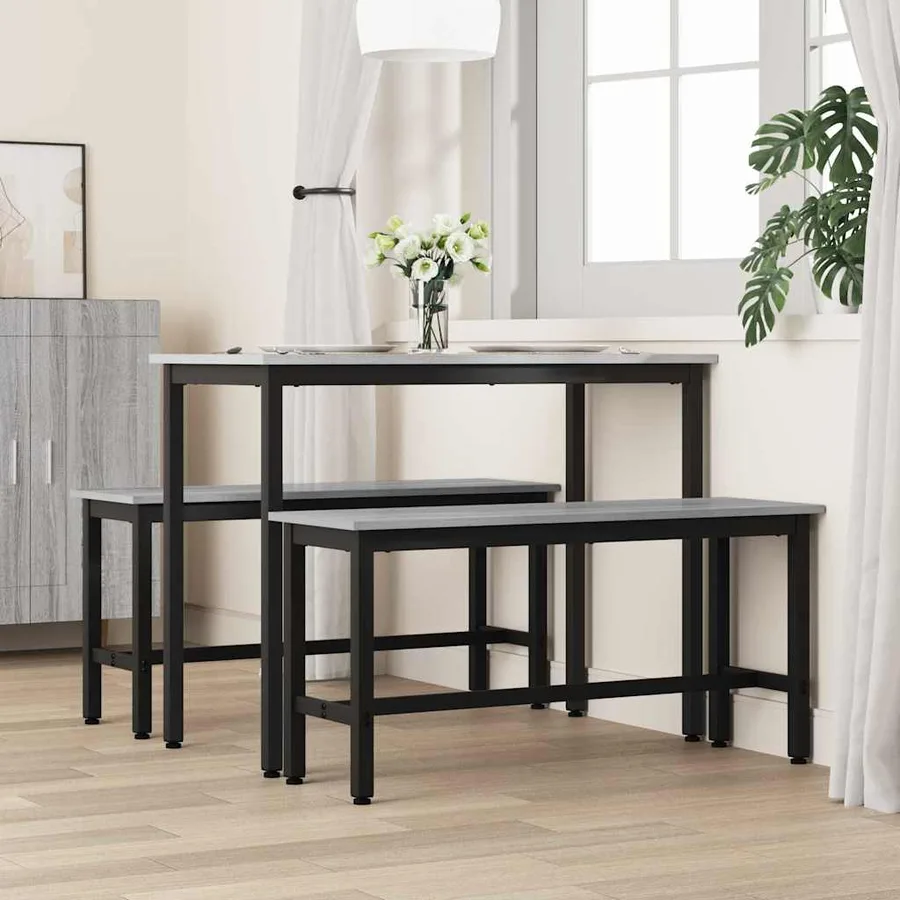 Banc de salle à manger 2 pcs Gris Sonoma 100 x 32,5 x 48,5 cm - 3