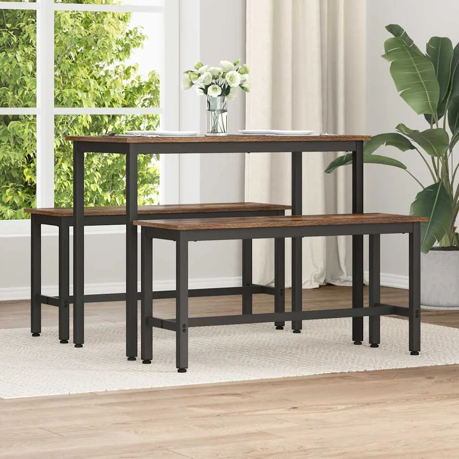 Banc de salle à manger 2 pcs Chêne fumé 100 x 32,5 x 48,5 cm