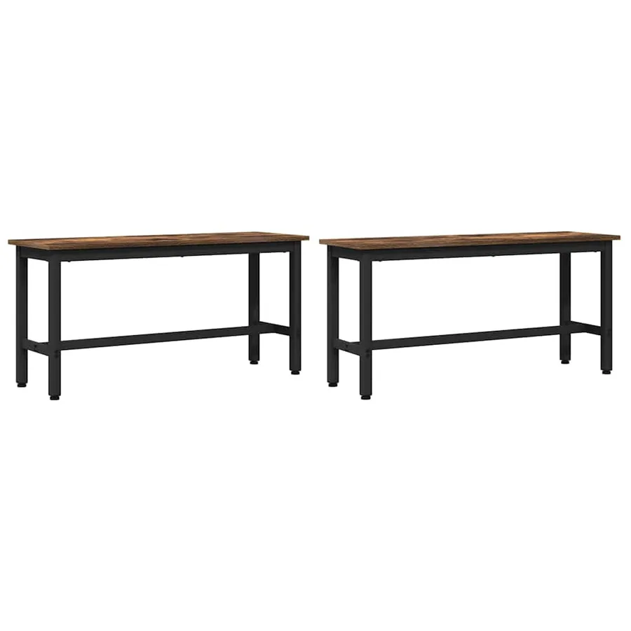 Banc de salle à manger 2 pcs Chêne fumé 100 x 32,5 x 48,5 cm - 2