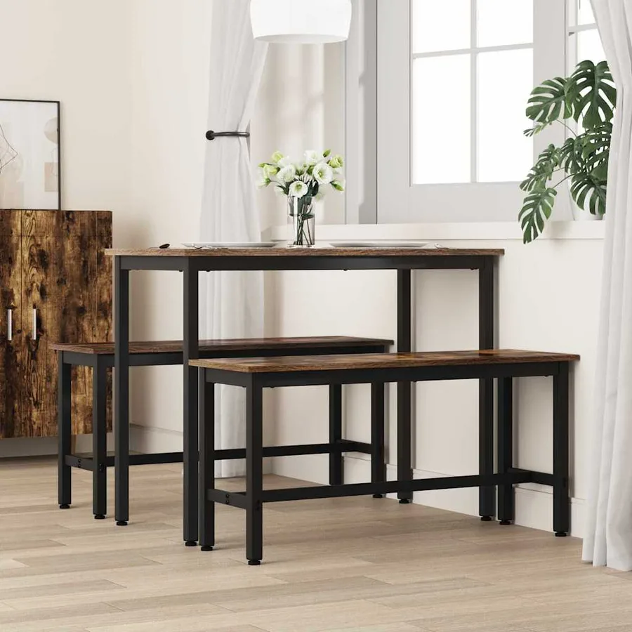 Banc de salle à manger 2 pcs Chêne fumé 100 x 32,5 x 48,5 cm - 3