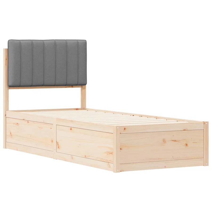 Cadre de lit avec tête de lit rembourrée Gris clair 75 x 190 cm - 4