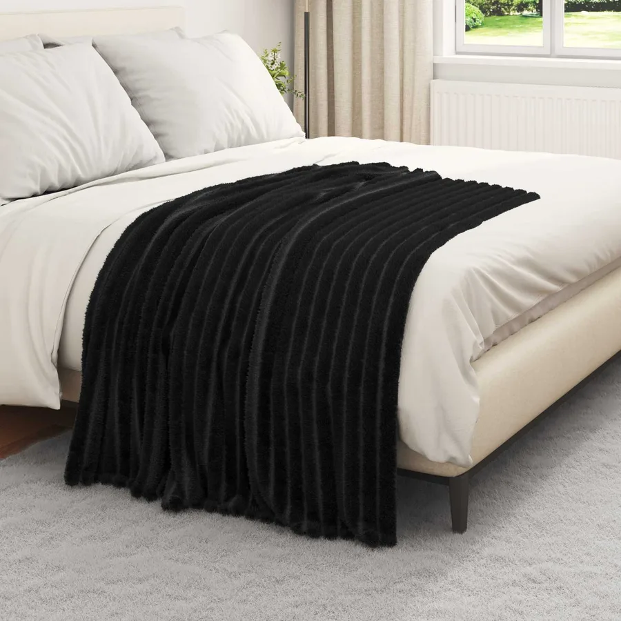 Jeté Noir 150 x 130 cm Toison - 3