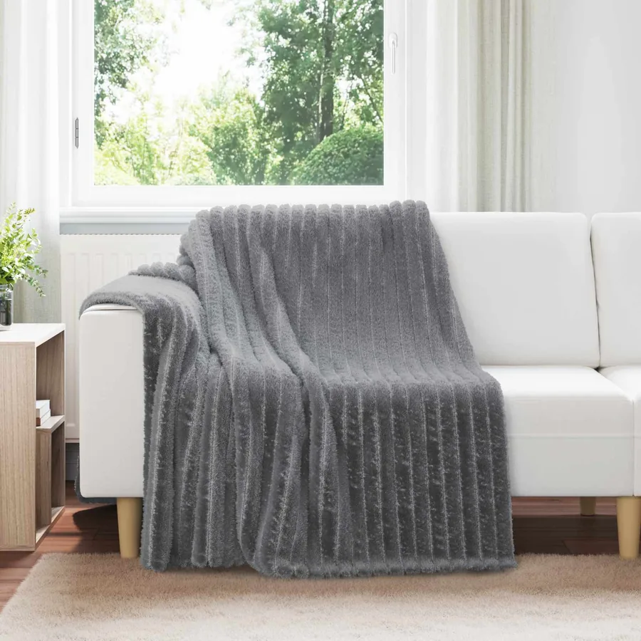 Couvertures à jeter 6 pcs Gris foncé 200 x 150 cm Toison