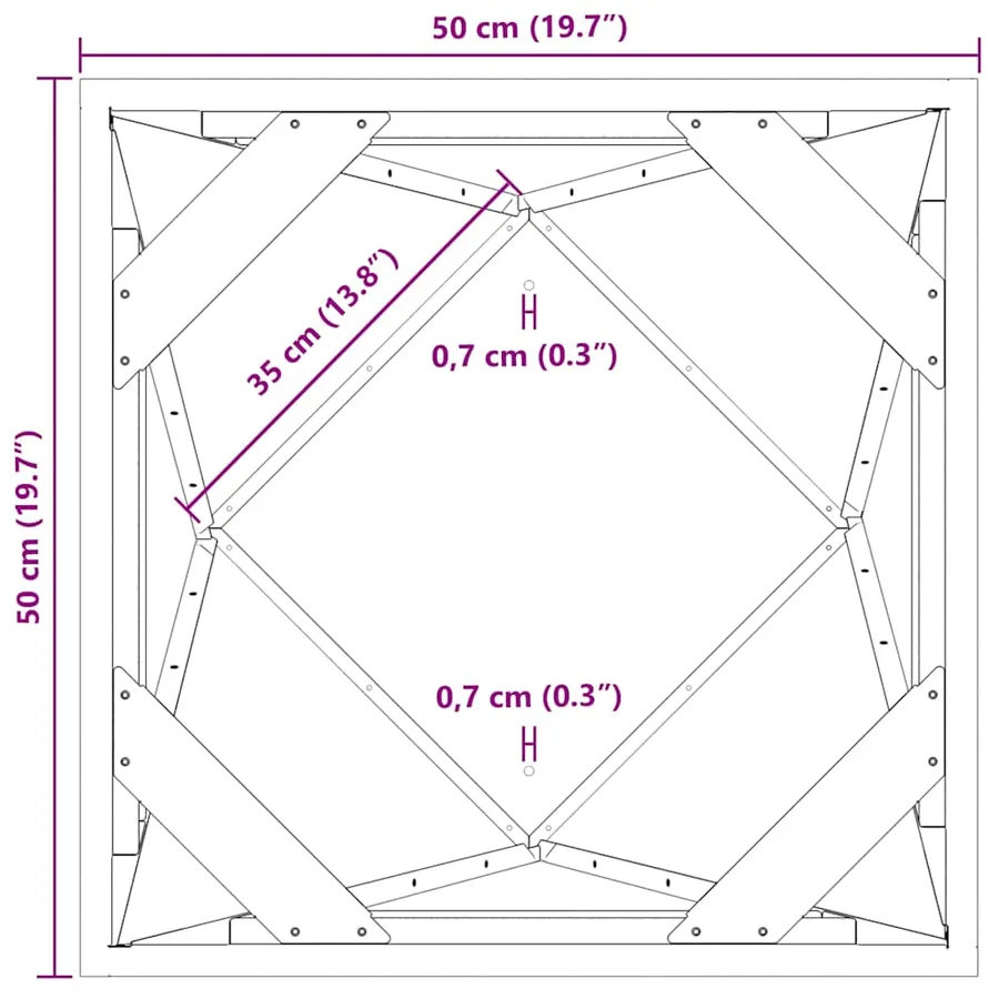 Jardinière 2 pc Vert olive 50 x 50 x 75 cm Acier - 12