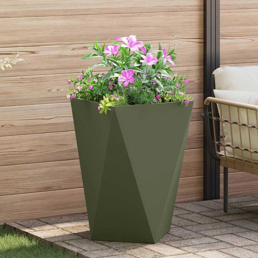 Jardinière 2 pc Vert olive 50 x 50 x 75 cm Acier - 4