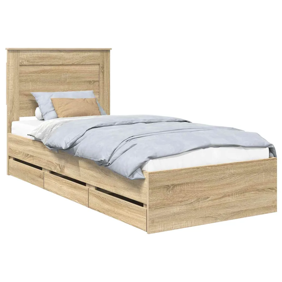 Cadre de lit Chêne Sonoma 75 x 190 cm Bois Ingénierie - 2
