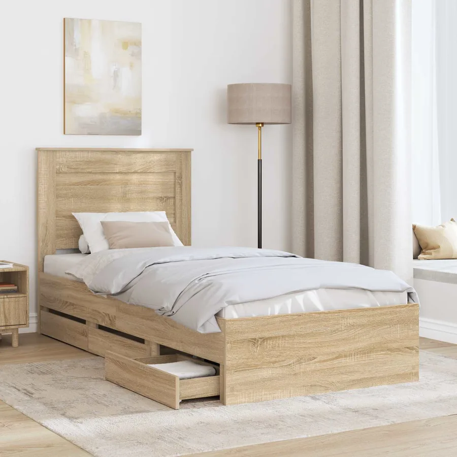 Cadre de lit Chêne Sonoma 75 x 190 cm Bois Ingénierie - 3