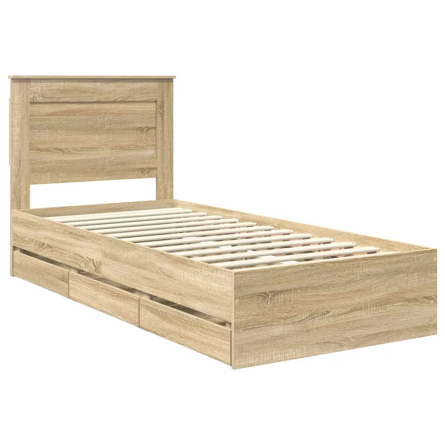 Cadre de lit Chêne Sonoma 75 x 190 cm Bois Ingénierie - 4