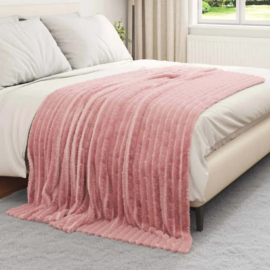 Couvertures à jeter 6 pcs Rose 200 x 150 cm Toison - 3