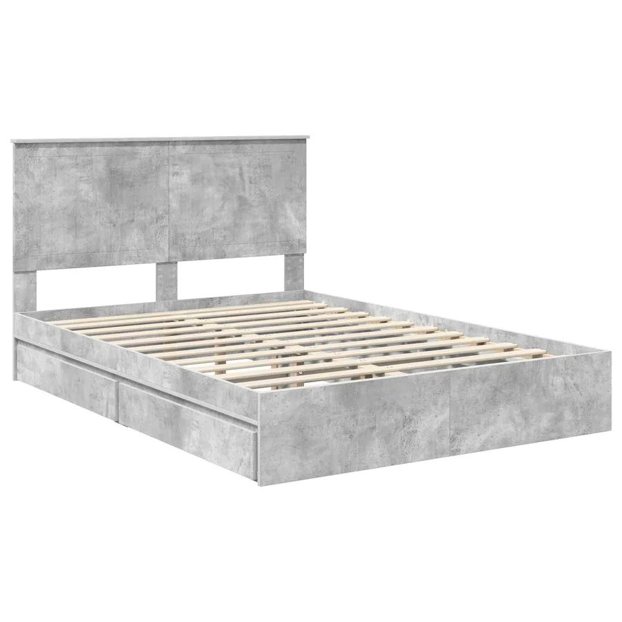 Lit de Rangement Gris béton 135 x 190 cm Bois d'ingénierie - 4