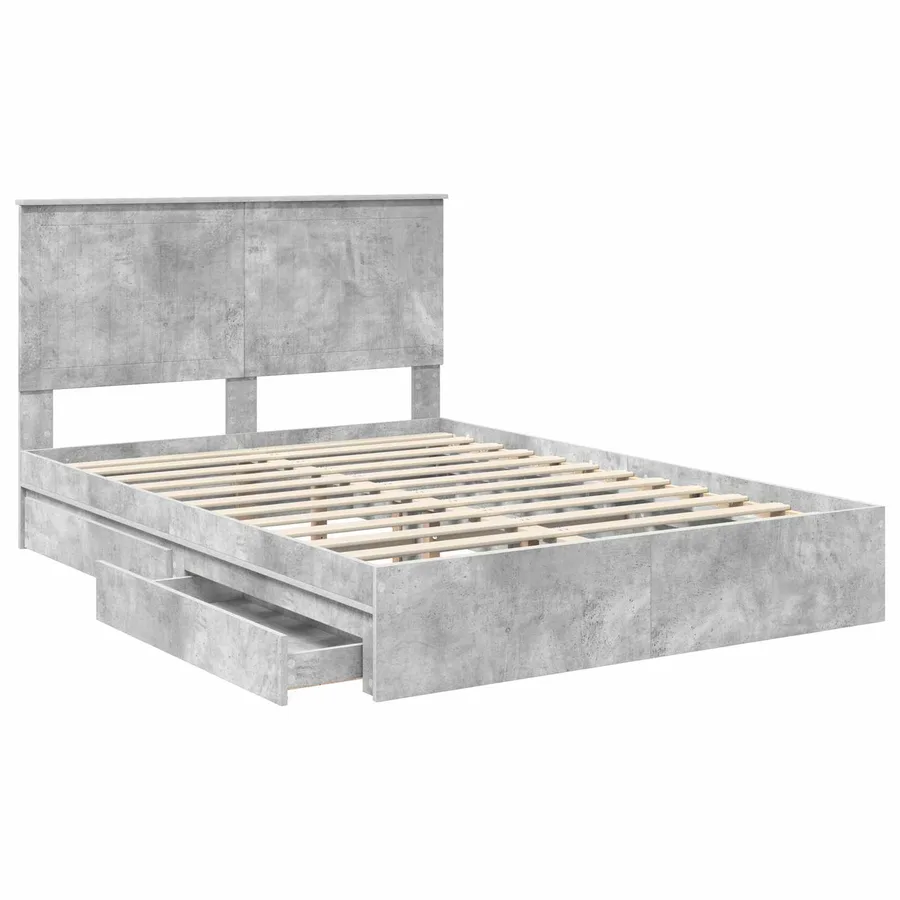 Lit de Rangement Gris béton 135 x 190 cm Bois d'ingénierie - 5