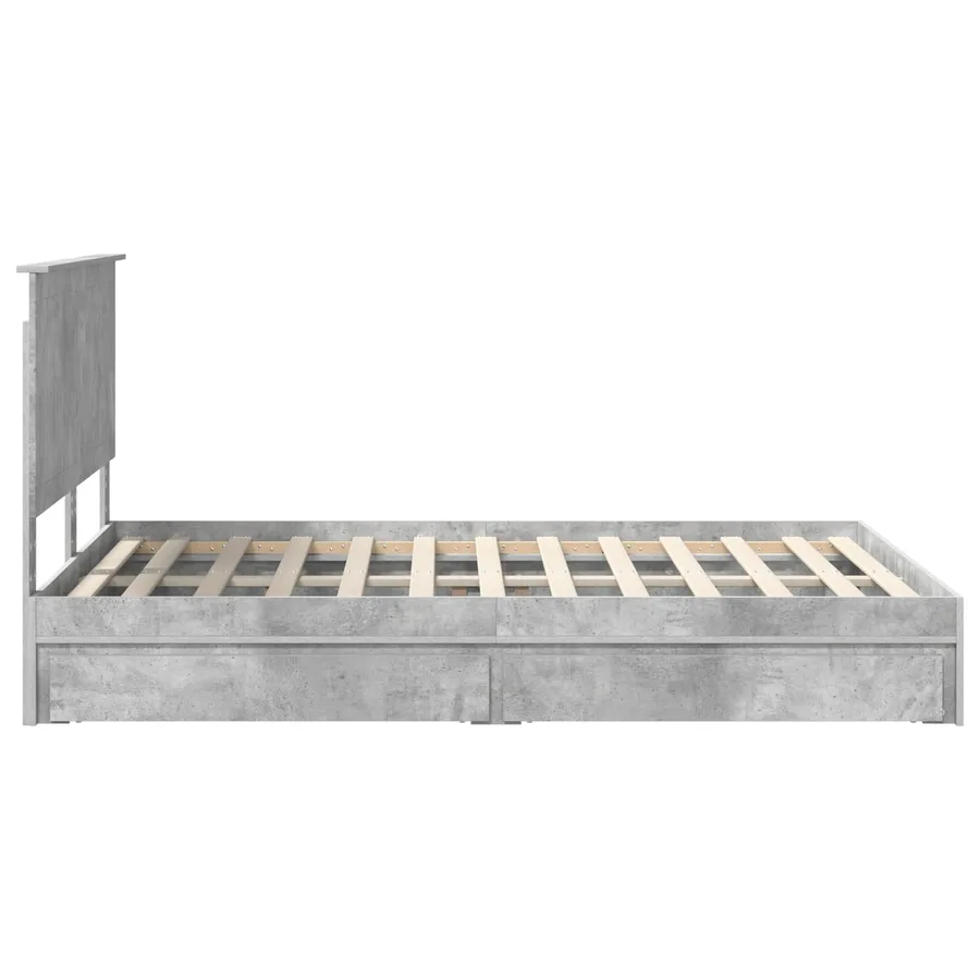 Lit de Rangement Gris béton 135 x 190 cm Bois d'ingénierie - 9
