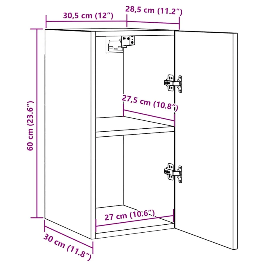 Meubles TV 2 pcs Blanc 30,5x30x60 cm Bois d’ingénierie - 15