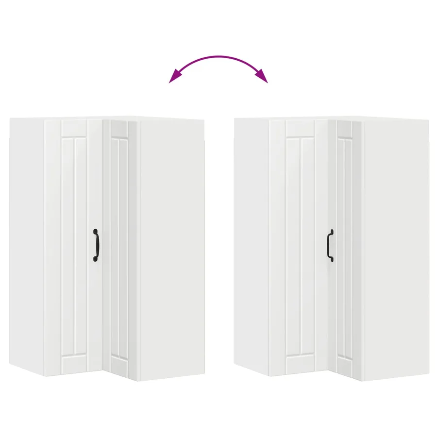 Cabinet d'angle mural LUCCA Blanc 57 x 57 x 100 cm - 11