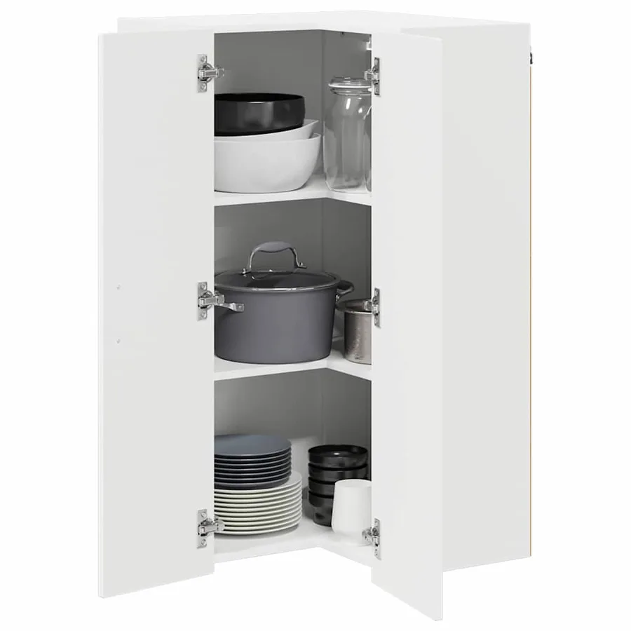 Cabinet d'angle mural LUCCA Blanc 57 x 57 x 100 cm - 3