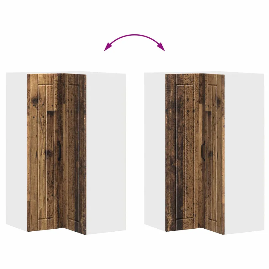 Cabinet d'angle mural LUCCA Bois ancien 57 x 57 x 100 cm - 11