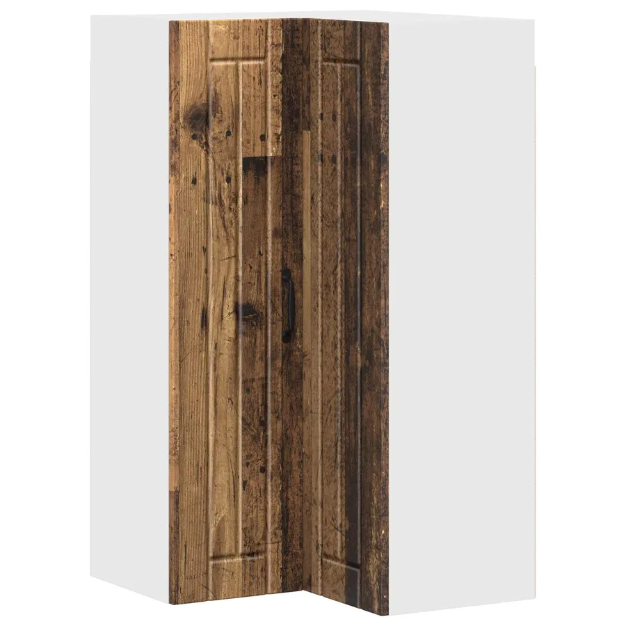Cabinet d'angle mural LUCCA Bois ancien 57 x 57 x 100 cm - 2