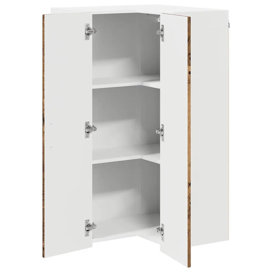 Cabinet d'angle mural LUCCA Bois ancien 57 x 57 x 100 cm - 5