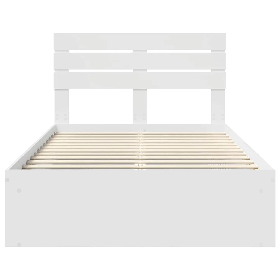 Cadre de lit avec tête de lit Blanc 120 x 200 cm Pin massif - 7