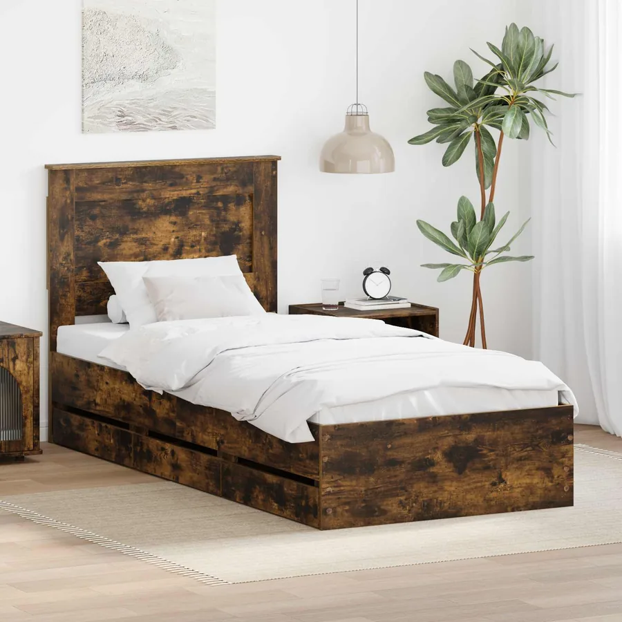Cadre de lit Chêne fumé 100 x 200 cm Bois Ingénierie