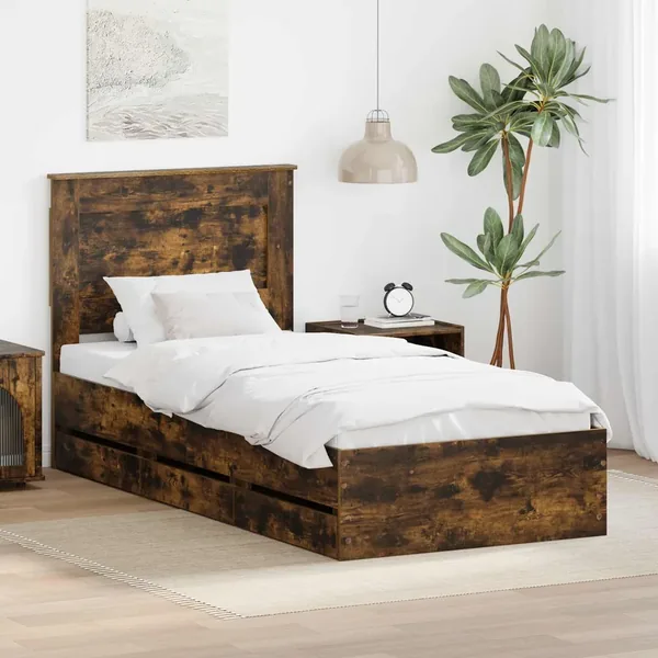 Cadre de lit Chêne fumé 100 x 200 cm Bois Ingénierie
