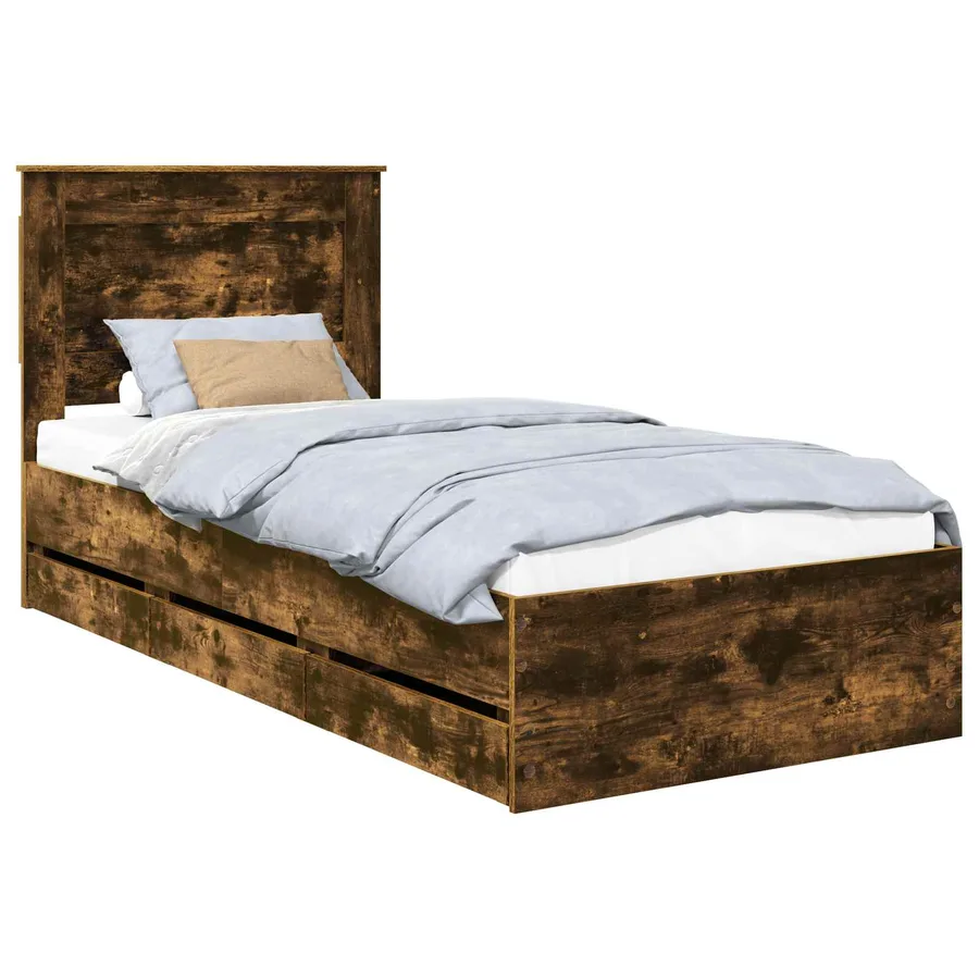 Cadre de lit Chêne fumé 100 x 200 cm Bois Ingénierie - 2
