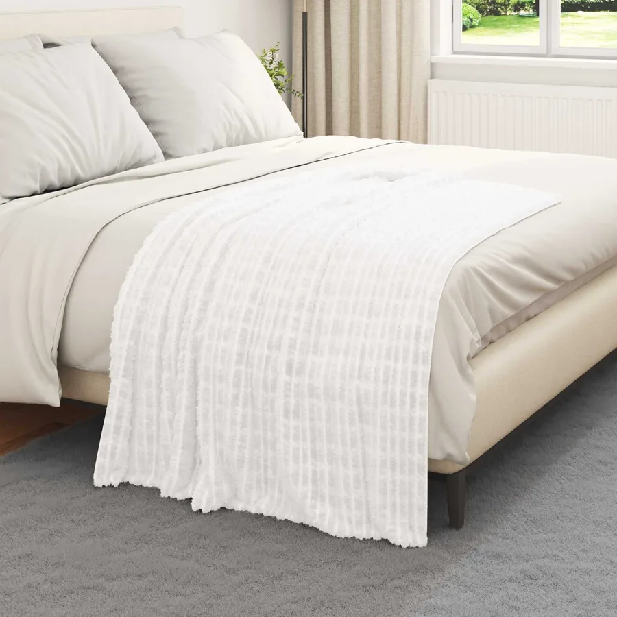 Jeté Blanc 150 x 130 cm Toison - 3