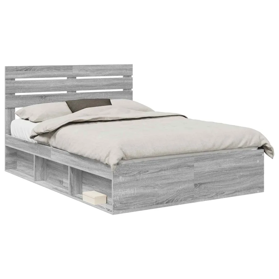 Cadre de lit Gris Sonoma 150 x 200 cm Pin massif - 2