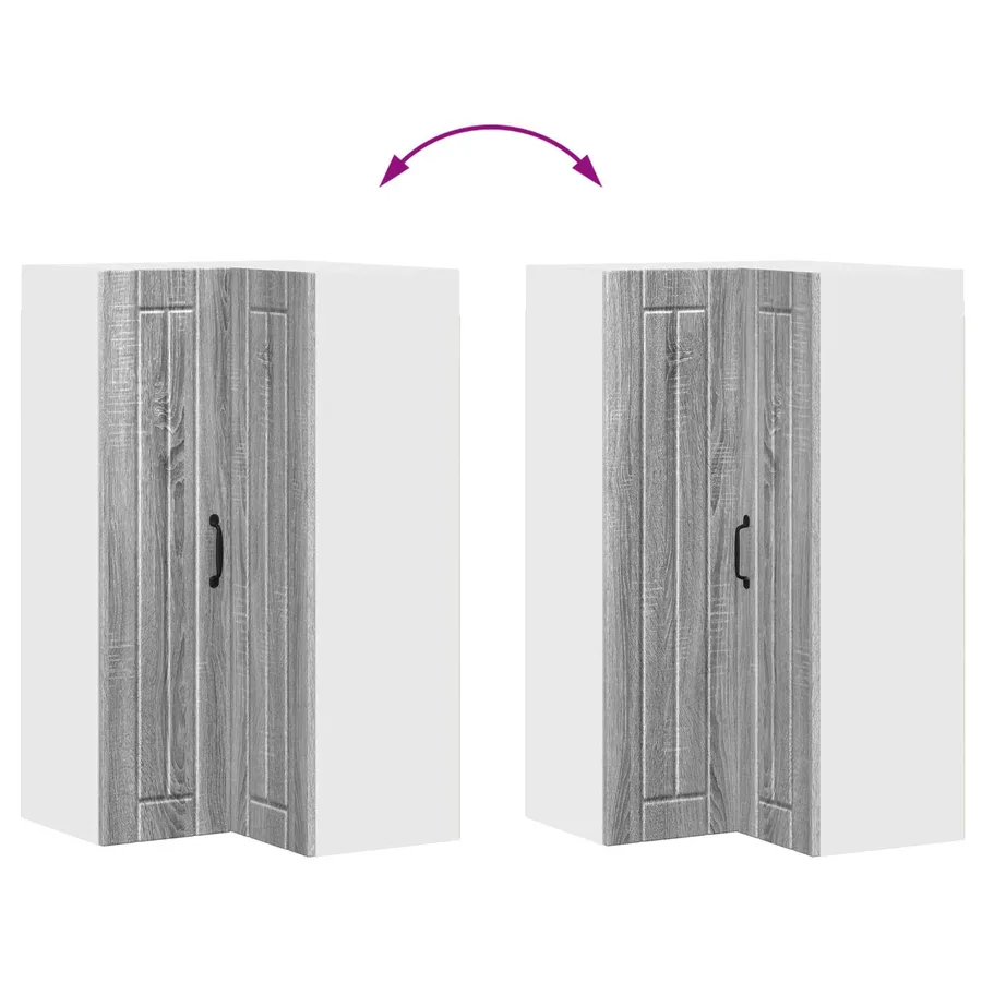 Cabinet d'angle mural LUCCA Sonoma gris 57 x 57 x 100 cm - 11