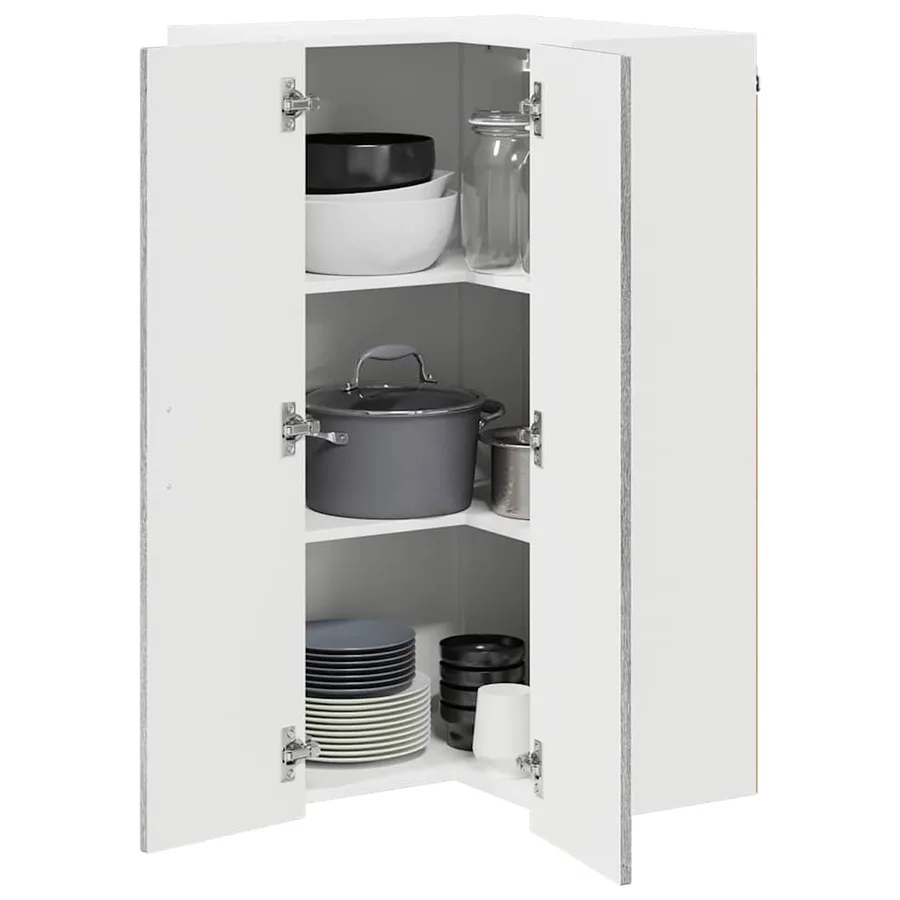 Cabinet d'angle mural LUCCA Sonoma gris 57 x 57 x 100 cm - 3
