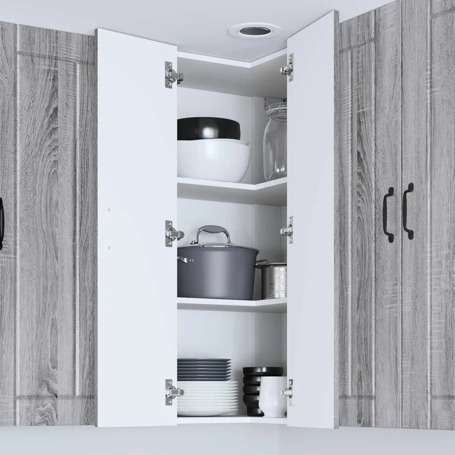 Cabinet d'angle mural LUCCA Sonoma gris 57 x 57 x 100 cm - 4