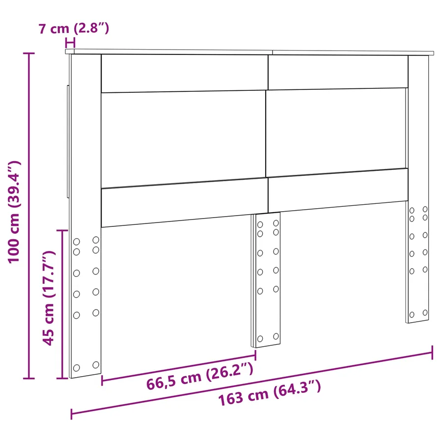 Tête de lit Gris Sonoma 160 cm Bois d'ingénierie - 8