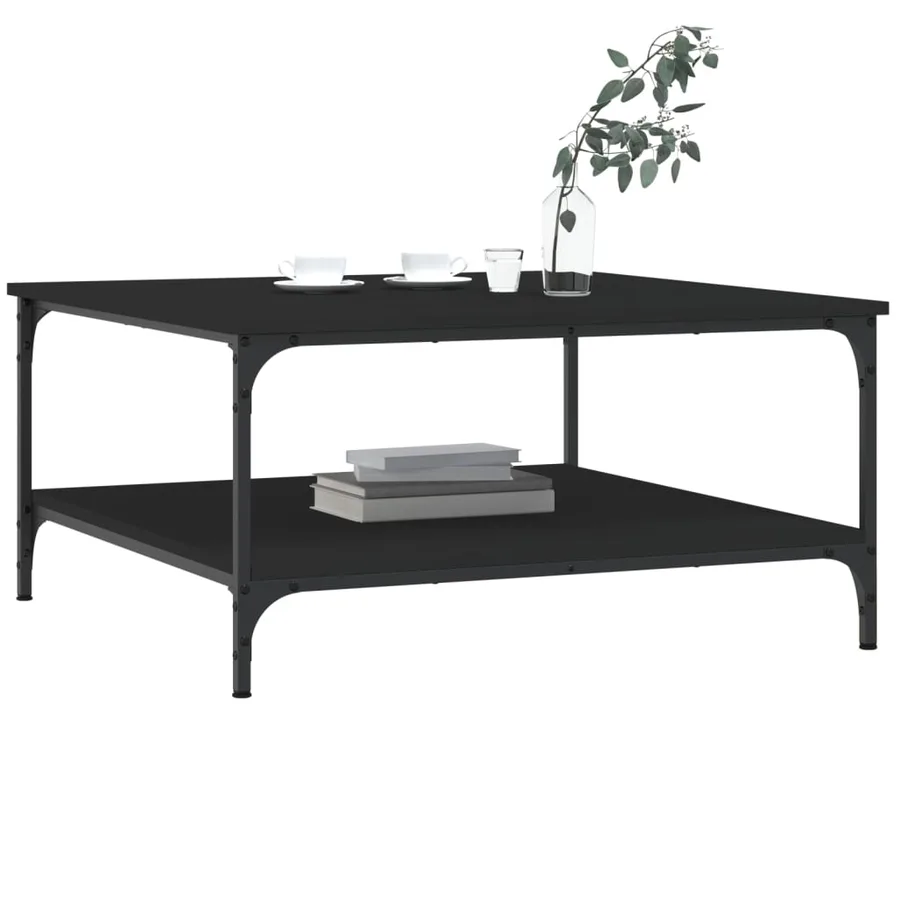 Table basse noir 80x80x40 cm bois d'ingénierie - 3