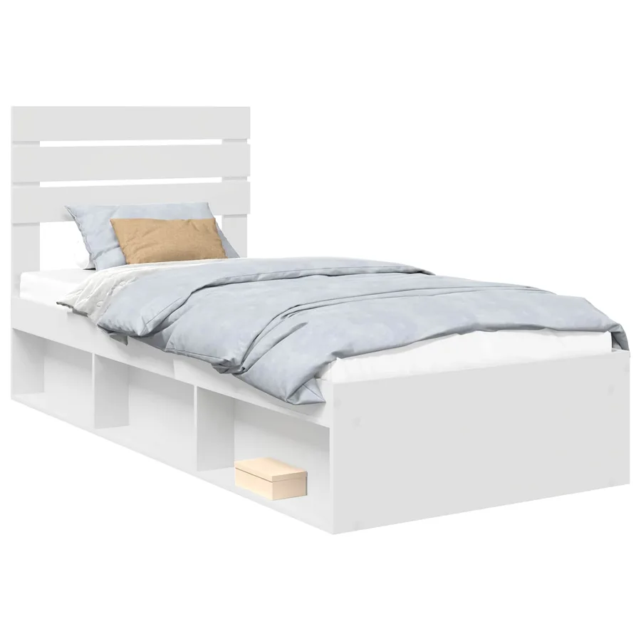 Cadre de lit avec tête de lit Blanc 75 x 190 cm Pin massif - 2
