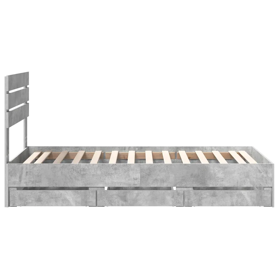 Cadre de lit avec tiroir Gris béton 75 x 190 cm Bois Ingénierie - 9