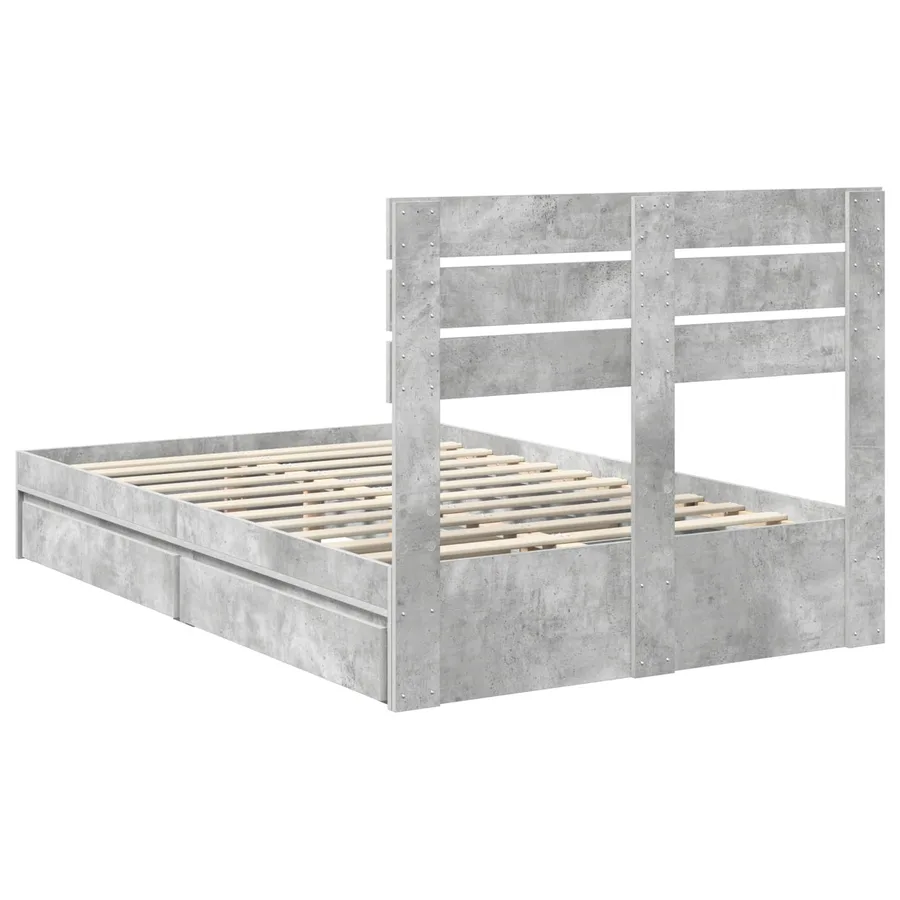 Lit de Rangement Gris béton 135 x 190 cm Bois d'ingénierie - 10