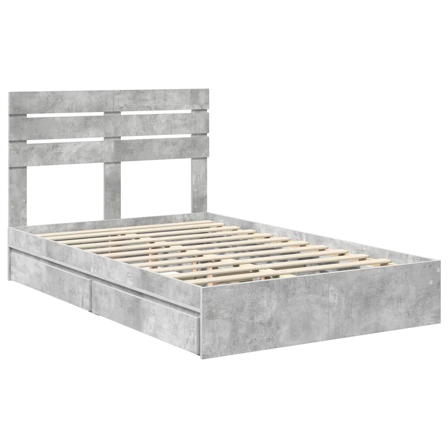 Lit de Rangement Gris béton 135 x 190 cm Bois d'ingénierie - 4