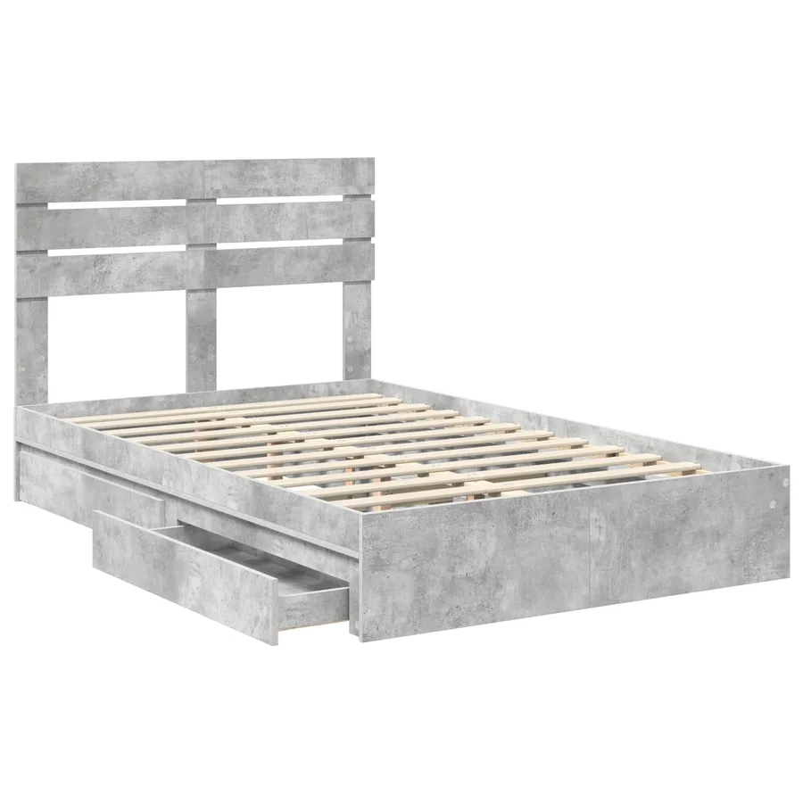 Lit de Rangement Gris béton 135 x 190 cm Bois d'ingénierie - 5