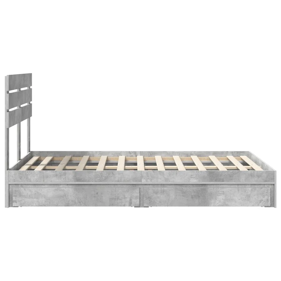 Lit de Rangement Gris béton 135 x 190 cm Bois d'ingénierie - 9